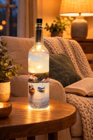 Staithes Winters Dawn Light Up Bottle Lit