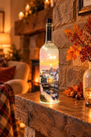 Calm Before The Storm At Staithes Light Up Bottle Lit