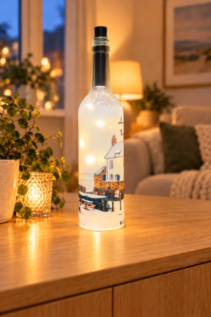 Robin Hoods Bay Snow Storm Light Up Bottle