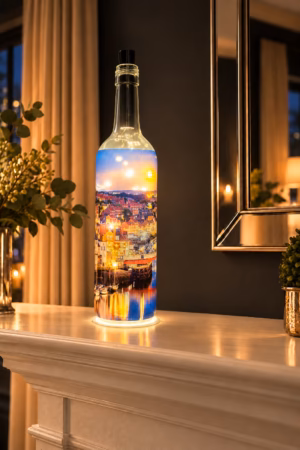 whitby-harbour-bottle-nighttime-mantelpiece
