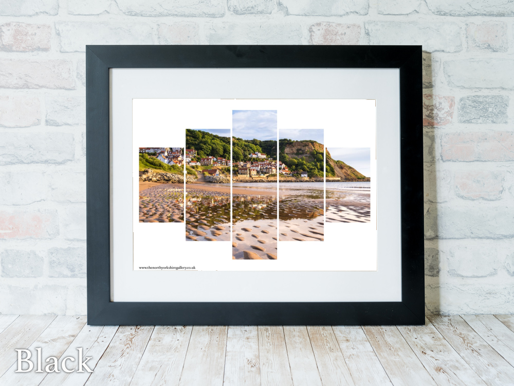 Runswick Bay Yorkshire 5 PCS Wall Art 4 Runswick Bay Yorkshire 5 PCS Wall Art Black Landscape Frame