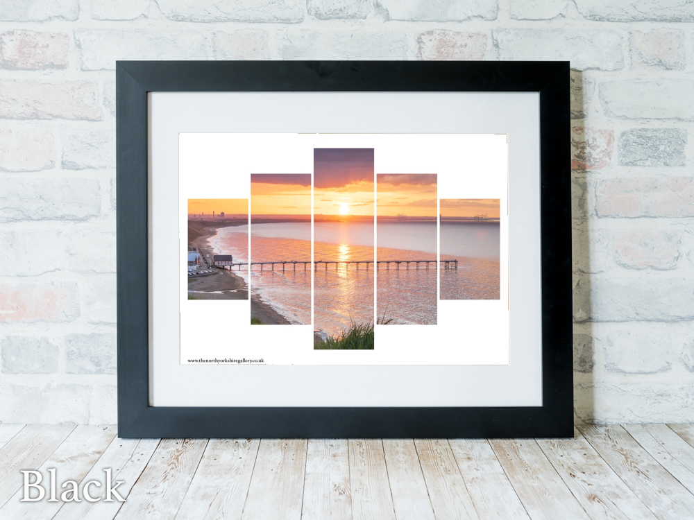 Saltburn Sunset From Huntcliff 5 PCS Wall Art 4 Saltburn Sunset From Huntcliff 5 PCS Wall Art Black Landscape Frame