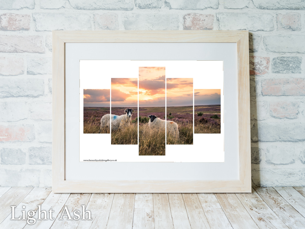 Sheeps On The Danby Moor At Sunset 5 PCS Wall Art 5 Sheeps On The Danby Moor At Sunset 5 PCS Wall Art Light Ash Landscape Frame