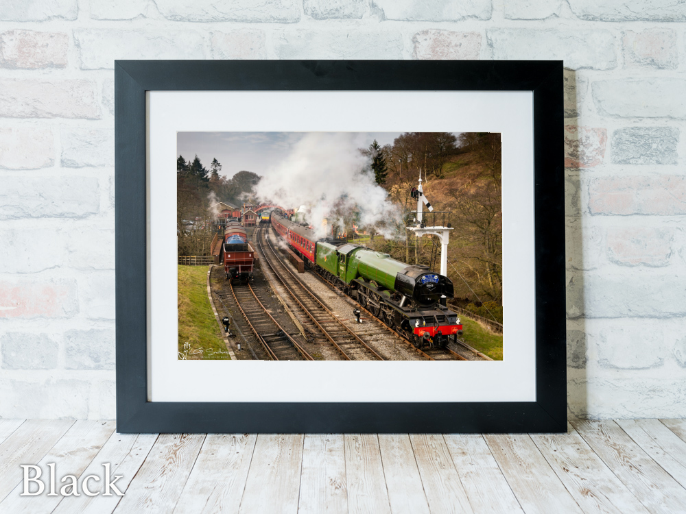 The Flying Scotsman At Goathland Station Black Landscape Frame The Flying Scotsman At Goathland Station Black Landscape Frame